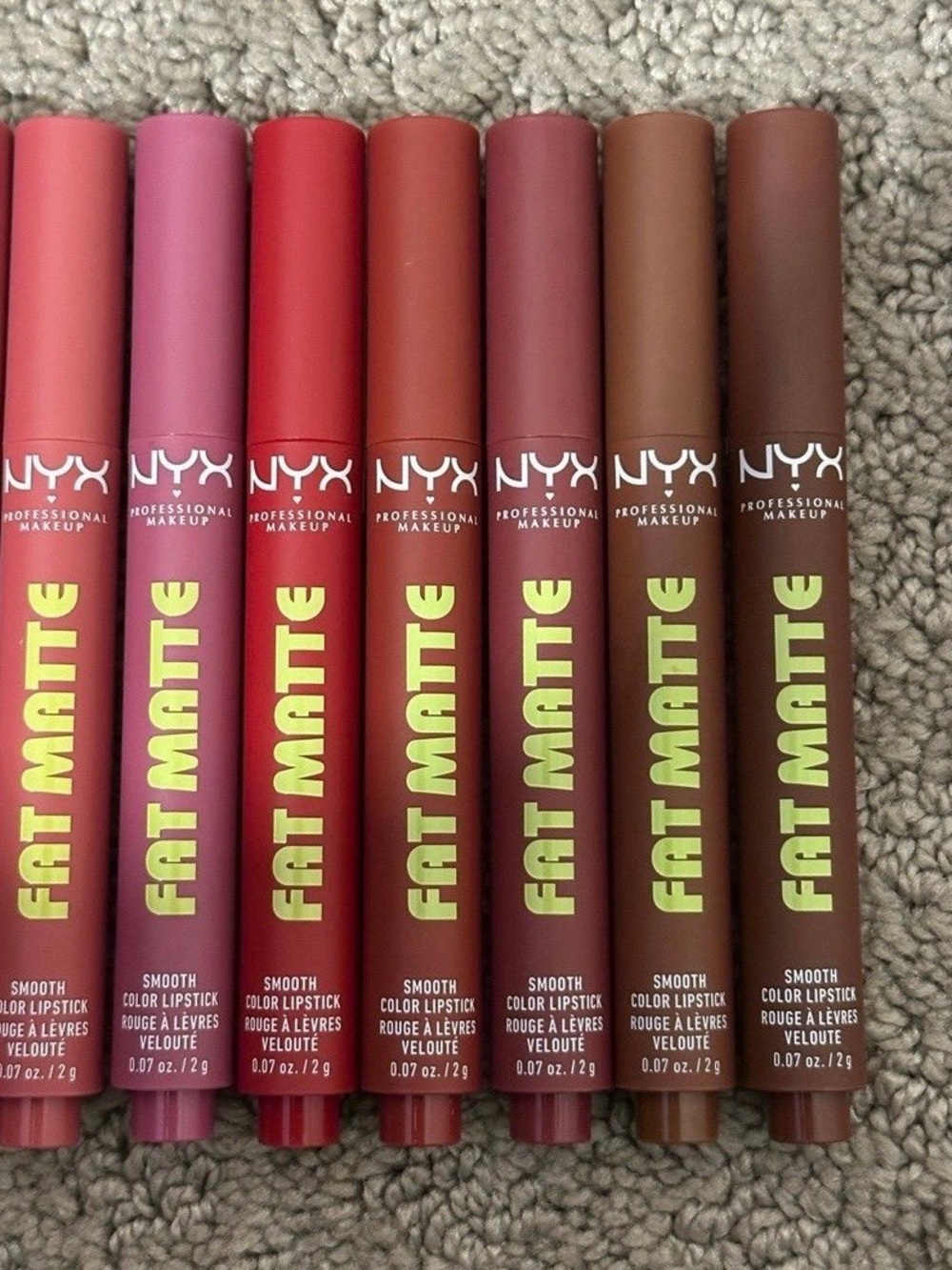 BRAND NEW NYX Fat Matte Lipstick Lot of 12 Full Size Smooth Lipsticks - Picture 5 of 7